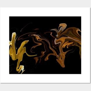 Gold to Copper  - Digital Liquid Paint Swirls Posters and Art